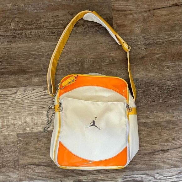Air Jordan Nike Backpack White Orange & Yellow Size 13 x 11 x 4 - Picture 1 of 16